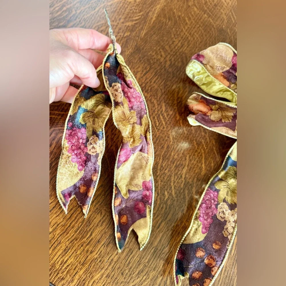 CUSTOM Gold Plum Floral Wired Bow Ribbon Set Floral Arrangement Gift Bows Wreath